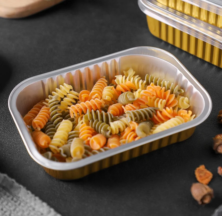 Fast Food Microwavable Oven Airline Meal Tray Takeaway Aluminum Foil Packing