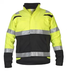 Custom Hi Vis Antistatic FR Bomber Jacket, Yellow Coats with Black Bottom