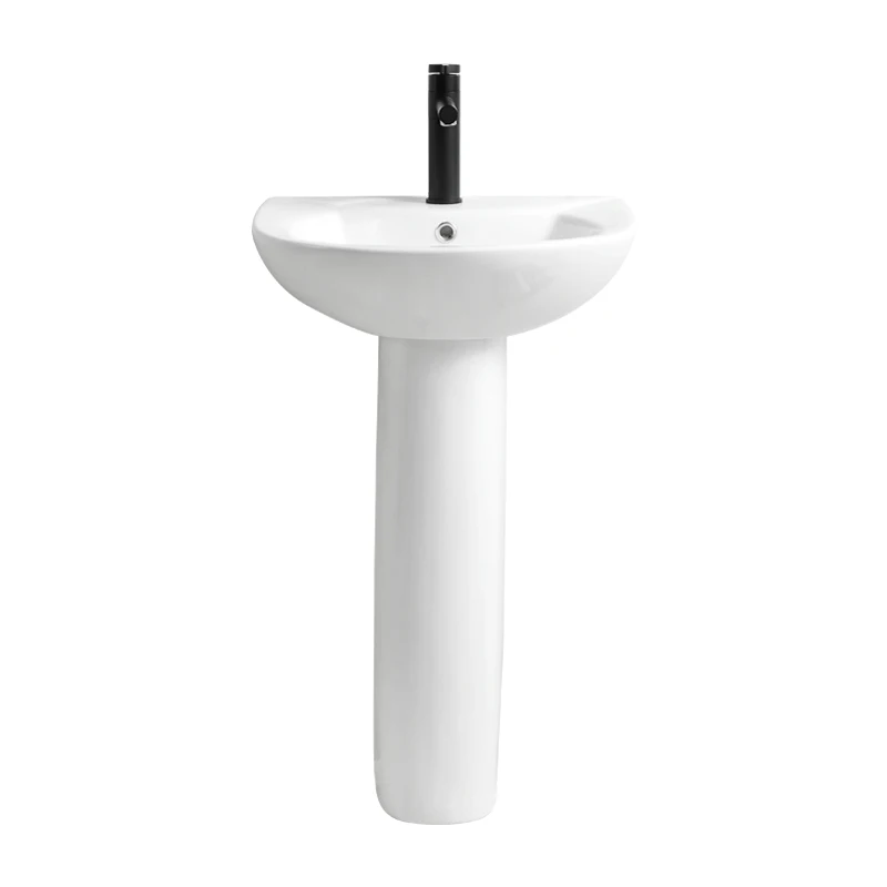 Cheap Price Small Size Back To Wall Free Stand Bathroom Sink Ceramic Full Pedestal Wash Basin