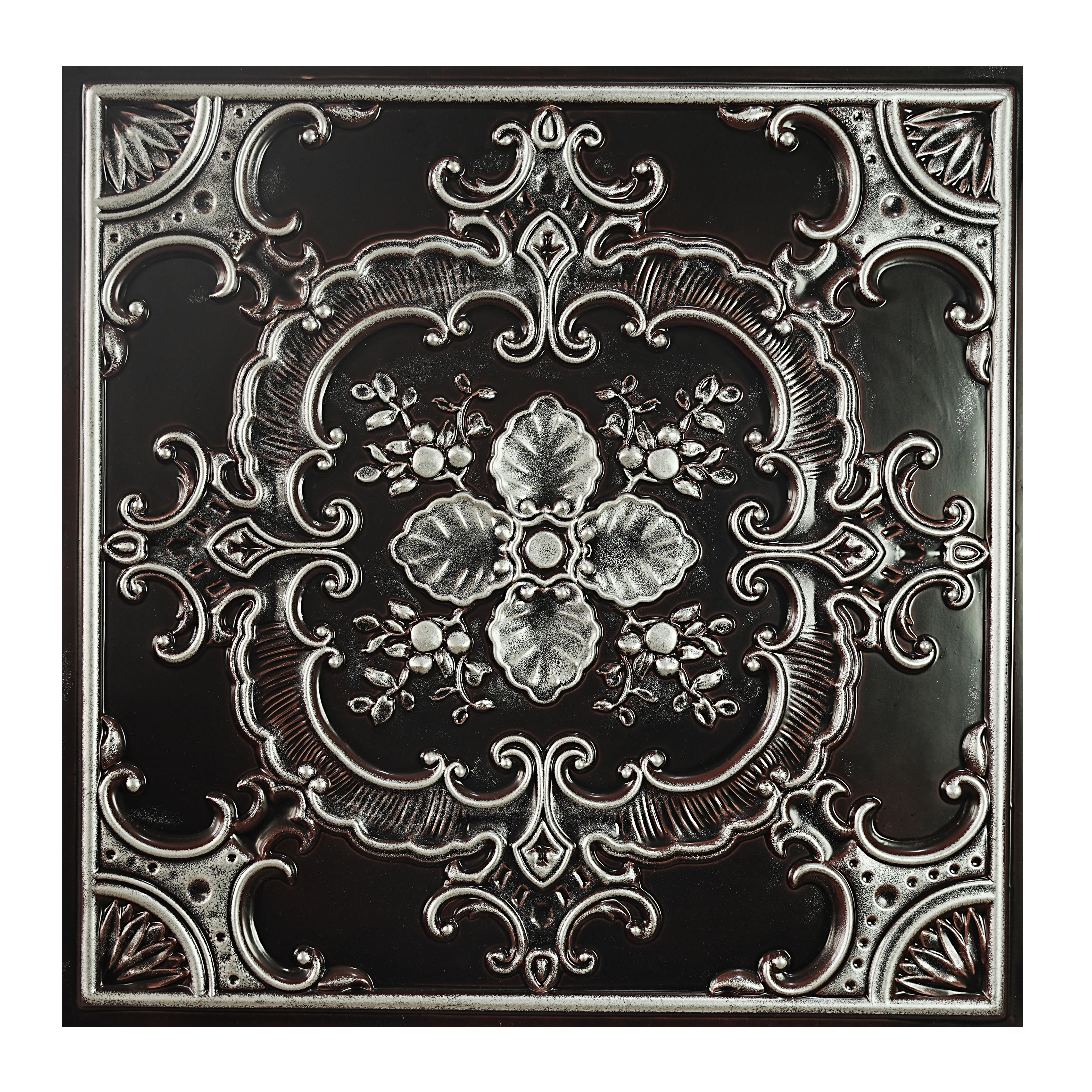 PVC Antique Ceiling Panels Embossed Tin Tiles 3D Wall Panels Decor for Cafe Club Salon PL19 Traditional Silver PAINTSDECOR