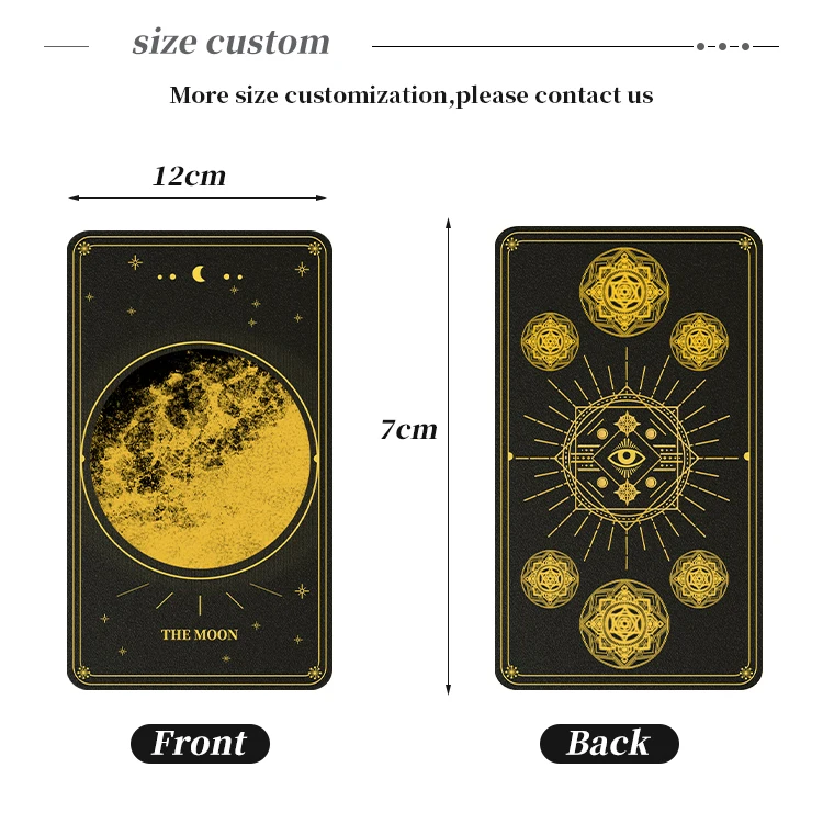 Custom Printing With Manual Book Tarot Card Deck Gold Foil Black Full
