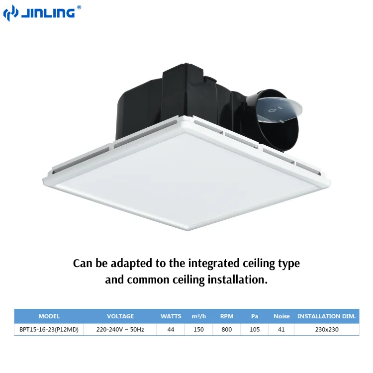 JINLING 2 in 1 Ceiling Duct Pipe Tubular Bathroom Toilet Ventilation Fan Exhaust Fan With LED Lighting