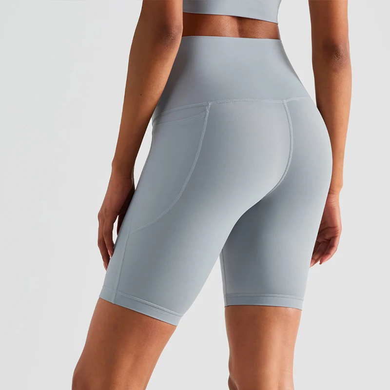 WK1438 High Waist Lulu No Camel Toe Biker Shorts - Gym Shorts