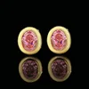 Ice Flower cut deep pink diamond stud earrings