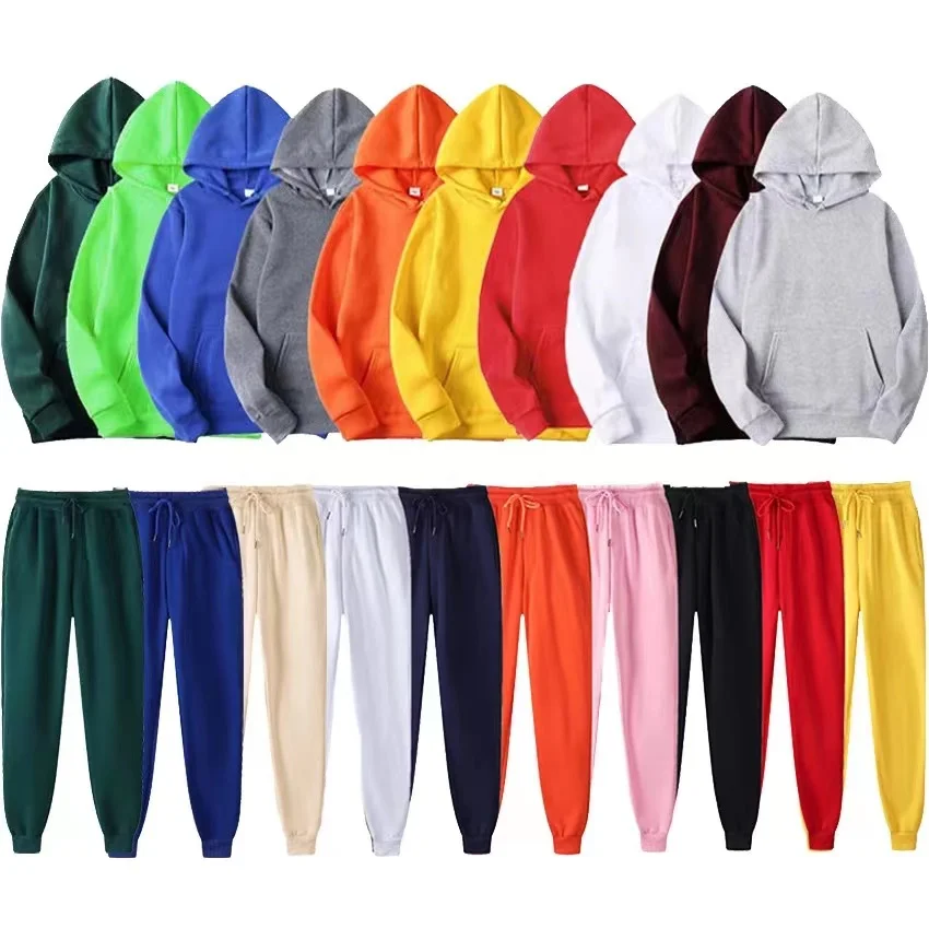 High Quality Sublimation Blanks Hoodie Set Cotton 100 Polyester Custom