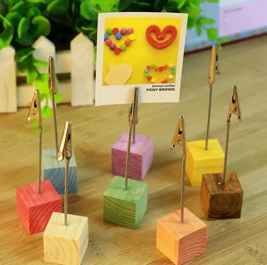
 Симпатичный цветной деревянный кубический бумажный зажим для фото сообщений визитница для стола  