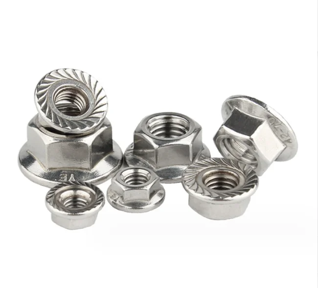 304 Stainless Steel Flange Nut 201Tooth locking 316 non-slip hexagonal flange nuts