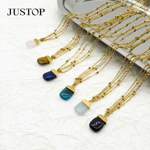 China Wholesale Dainty Charm Pendant Necklace Personalized Gold-Plated Geometric Healing Crystal Trendy Link Chain Jewelry