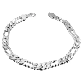 fine jewelry bracelet sets 925 sterling silver men bracelets 8mm figaro chain necklace wholesale for women