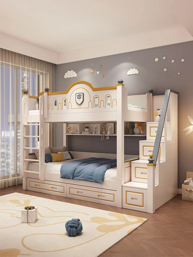 Factory New Style Girl's Bedroom Eco-friendly Wooden Kids Double Bunk 