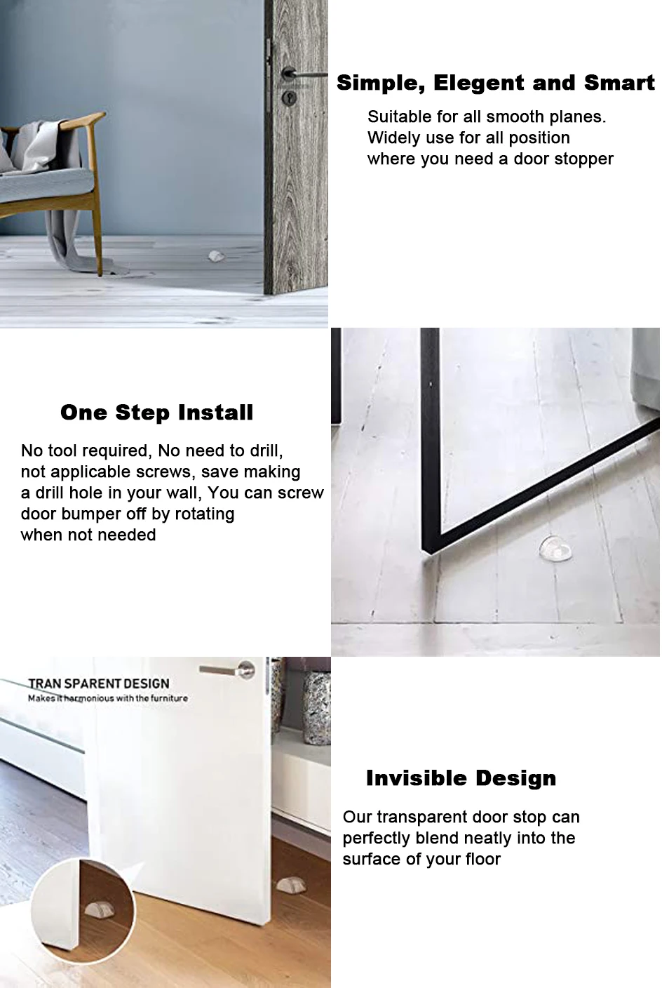 Rubber Door Stopper Wall Floor Mounted Sliding Rubber Stopper For Glass