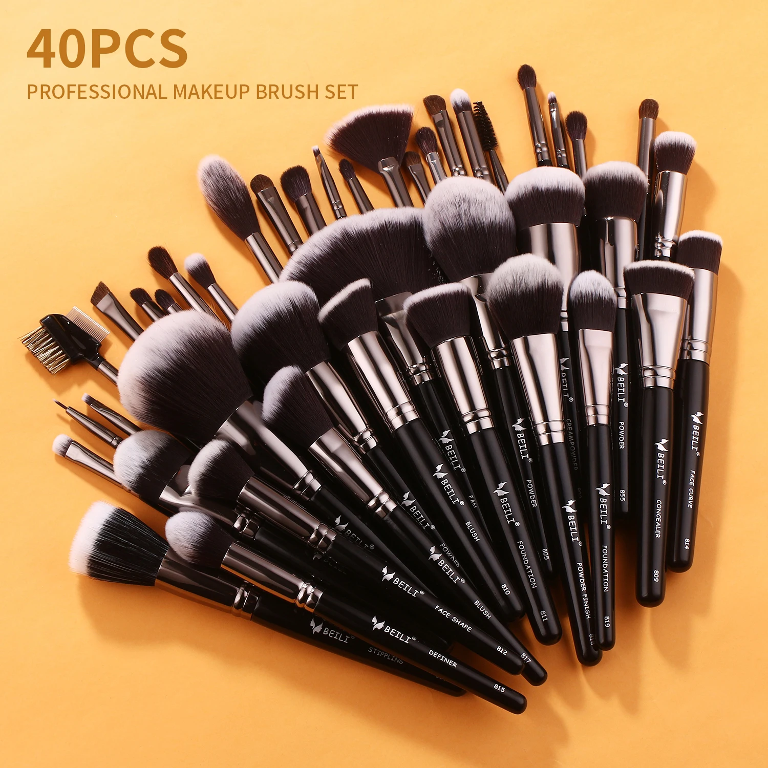 Beili Luxury Complete Pcs Professional Makeup Brush Set Private Label Custom Logo With Brass