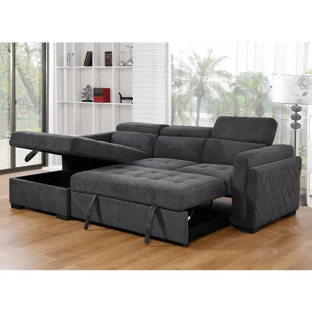 Factory Direct Selling  Chenille Fabric Sofa Bed  Carbon Gray Belt Storage Can Be Customized Sofa Set
