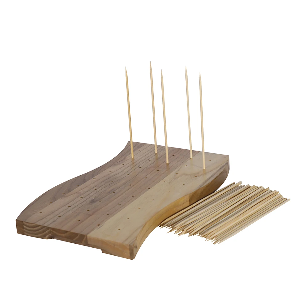 Wooden Food Skewer Holder Pick Stand And Food Display Curved Board