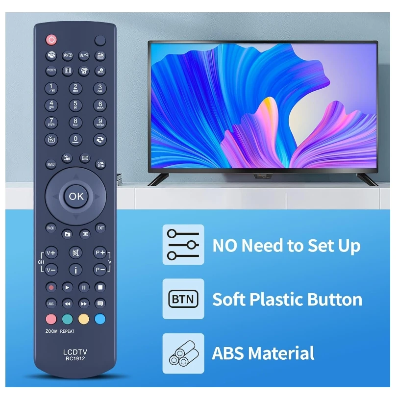New RC1912 Replacement Remote Control Work for VESTEL Celcus Toshiba TV