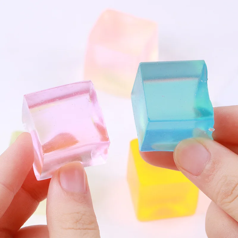 Squishy Ice Cubes Fidget Toys Squeeze Stretchy Clear Jelly Color Stress ...