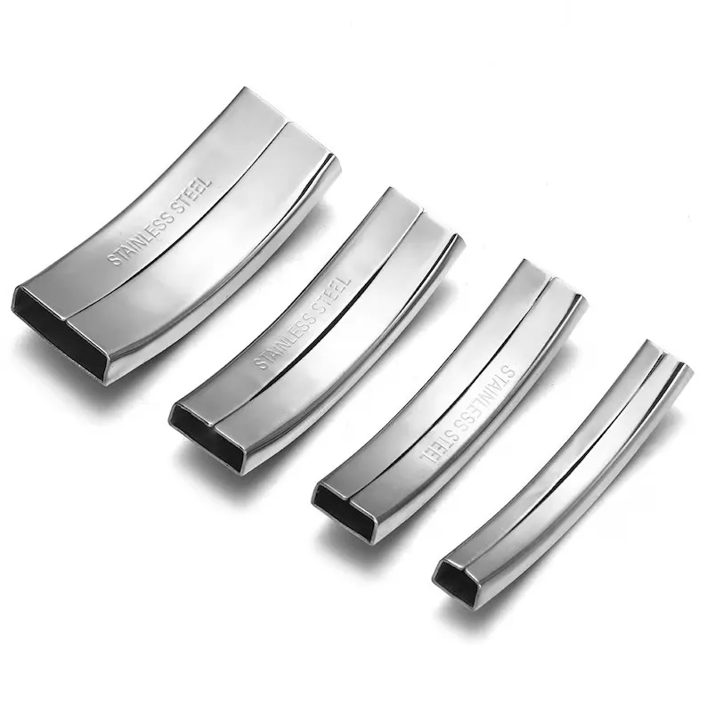 Stainless Steel Mirror Finish Slider Patterned Tube Beads Slide Charm for Silicon Bracelets Jewelry Making Accessories