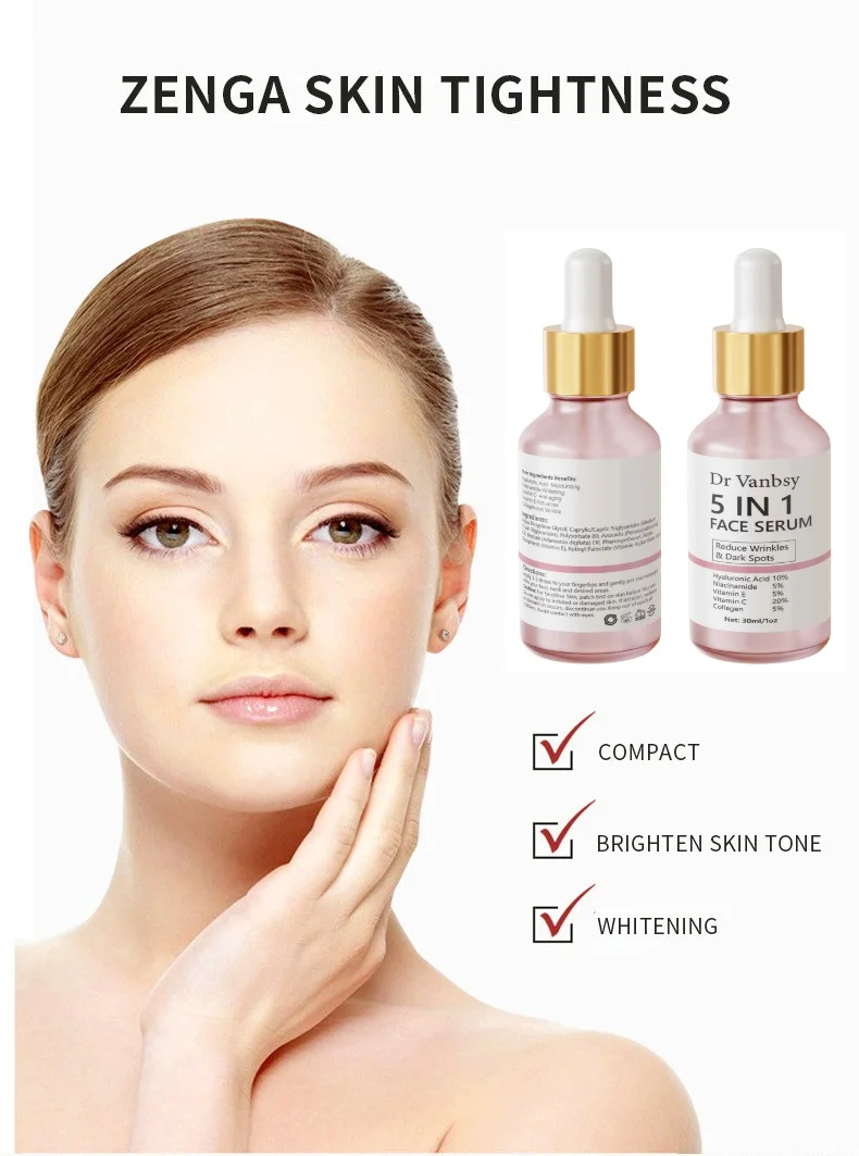 Custom Label Facial Serum 5 In 1 Brightening Hyaluronic Acid Vitamin C