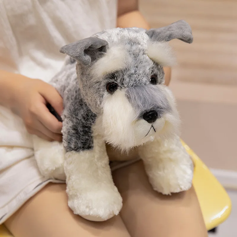 Super Soft Stuffed Schnauzer Dog Lifelike Stuffed Dogs Adorable Schnauzer  Plush Toys Sofa Decoration Kids Gift