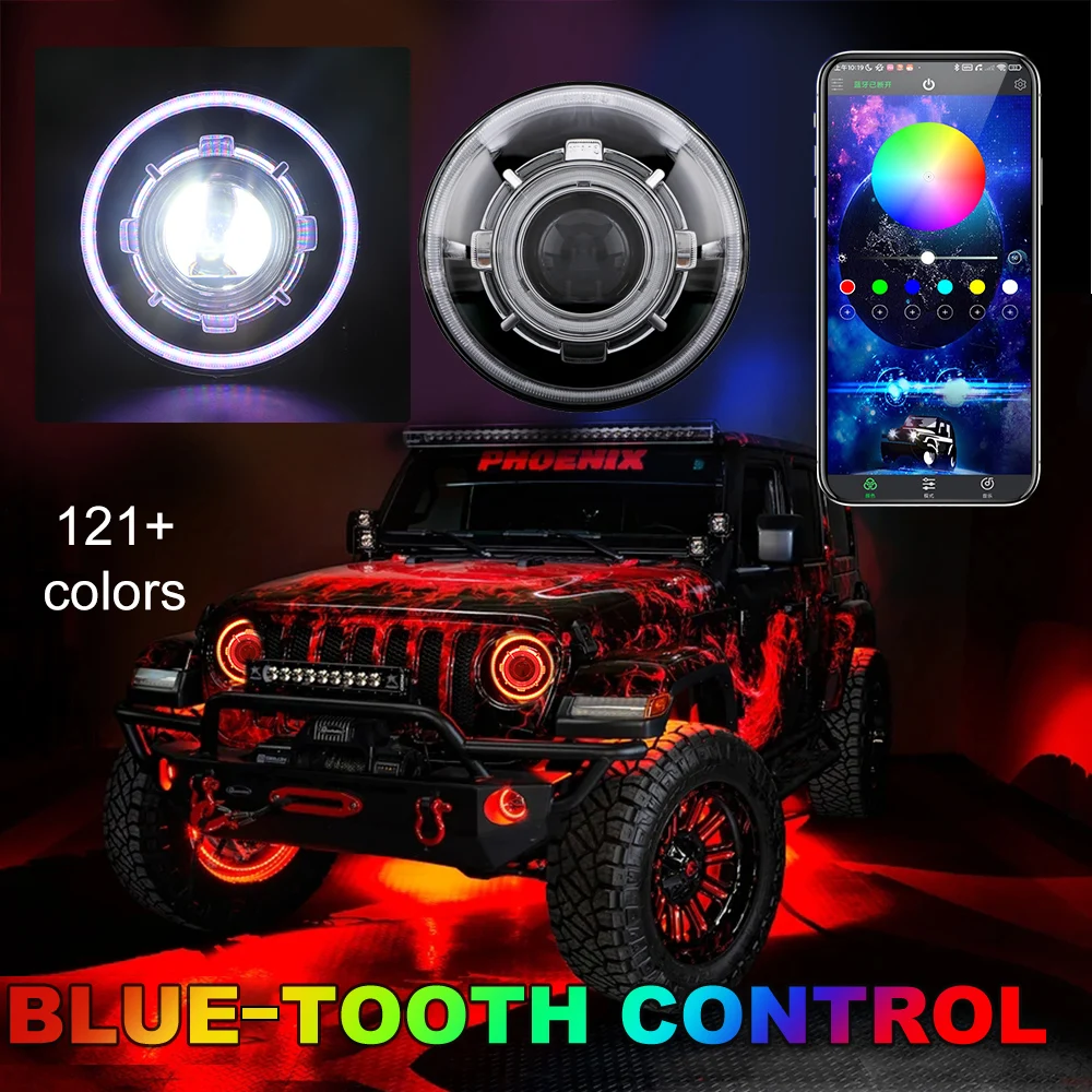 Auto Lighting System 7 Inch 55w Starry Led Headlamp Hid Led Projector