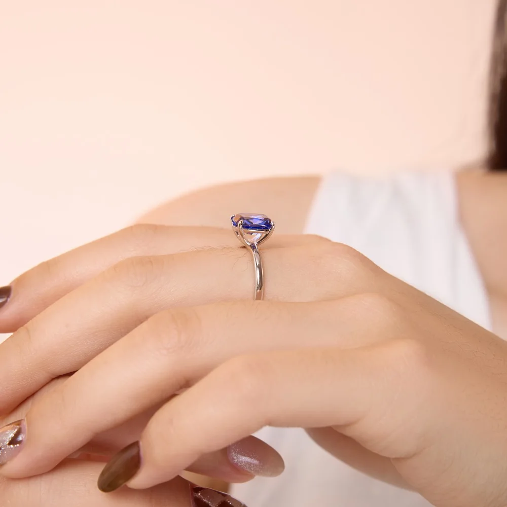 KAKODIY Fine Jewelry Bulk 925 Sterling Silver Imitation Sapphire Blue 2.5ct 5A Cubic Zirconia Women's Jewelry Accessories Everyday Beautiful Ring detail 4