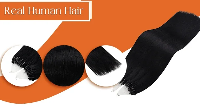 Laavoo Remy Micro Link Human Hair Extensions Natural Straight_voghion.com