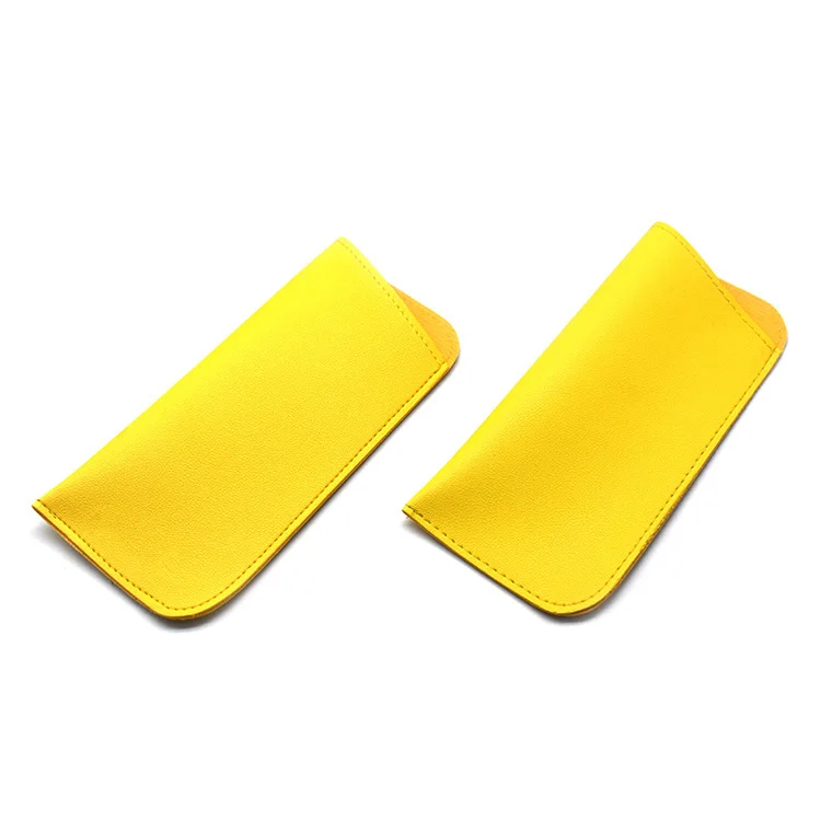 Maofar Factory Custom Logo Yellow Soft PU Leather Sunglasses Pouch Simple Glasses Pouch Case