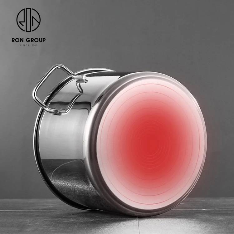 Cheap hotel stainless steel multi capacity soup container dinnerware heavy duty custom restaurant catering deep soup stock pot