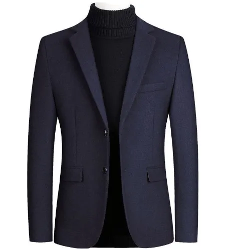 Autumn and Winter woolen Slim Trench coat Thickened Men's Solid color Coat suit_voghion.com