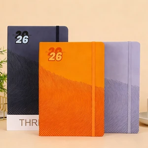 2026 Custom Logo A5 Daily Planner PU Leather Notebook Sewing Calendar Agenda Magazine English Wholesale Office Diary