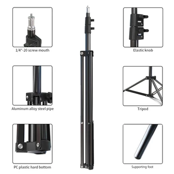 Photography Light Stand 2.1meters Live Stream Ring Light Flexible Folding Tripod Waterproof Shockproof Portable detail image