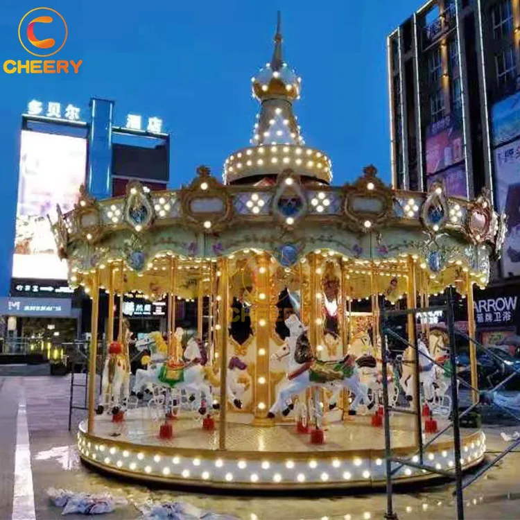Commercial Entertainment Equipment Fiberglass Merry Go Around Kids Electric Merry Go Round Carousel