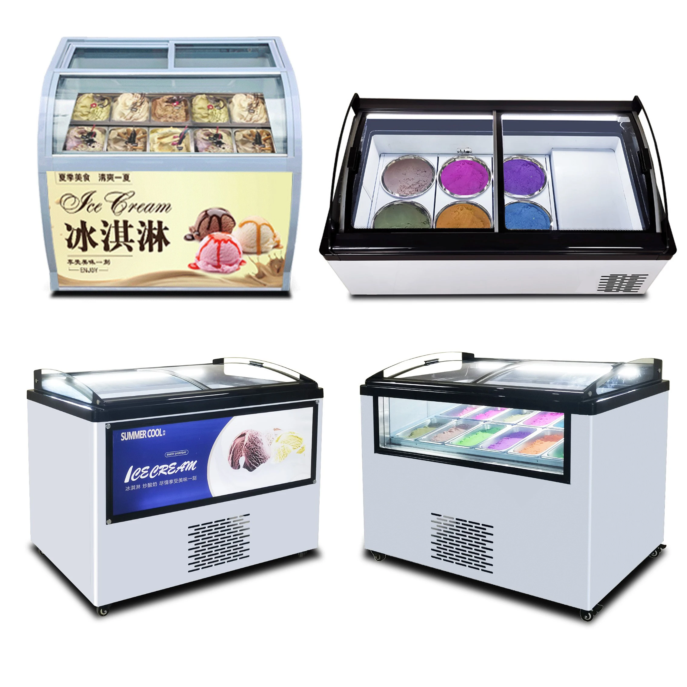 Table Top Gelato Freezer Ice Cream Display Italian Gelato Machine 1.2m