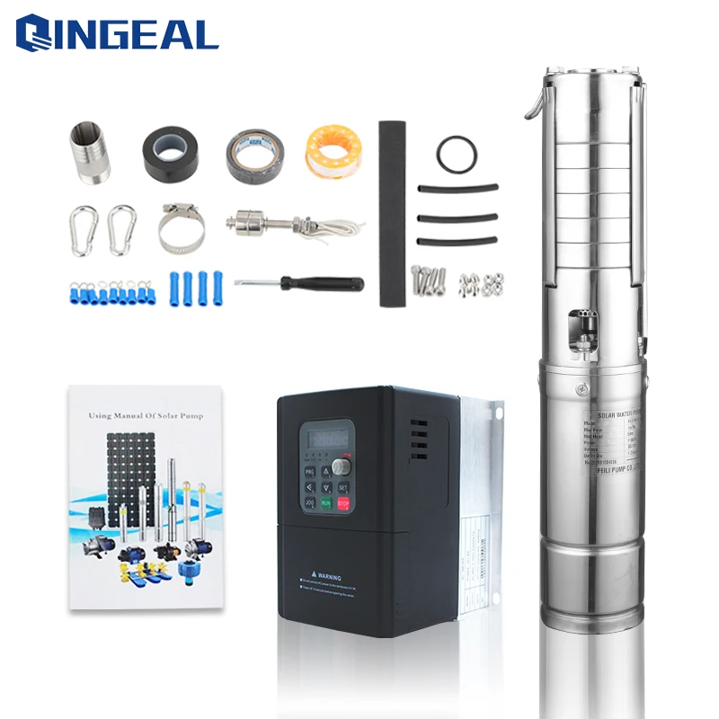 4 дюйма Гибридный погружной водяной насос на солнечных батареях с лопастным колесом из нержавеющей