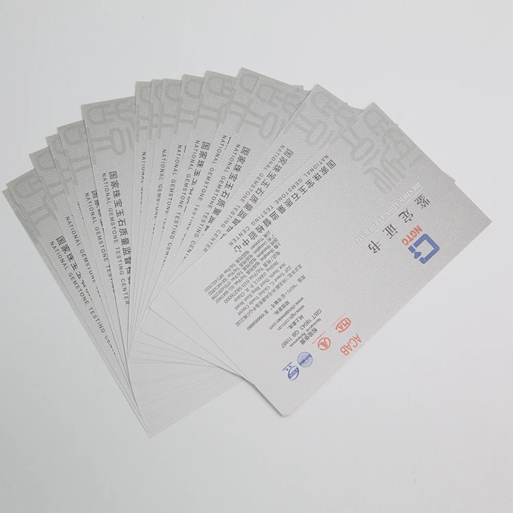 Custom Printing Matte Finish Business Card Authenticity Card  Certificate of Authenticity