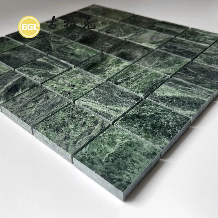 Verde alpi Green Tiles Marble Square Mosaic Bathroom Tiles Floor And Walls