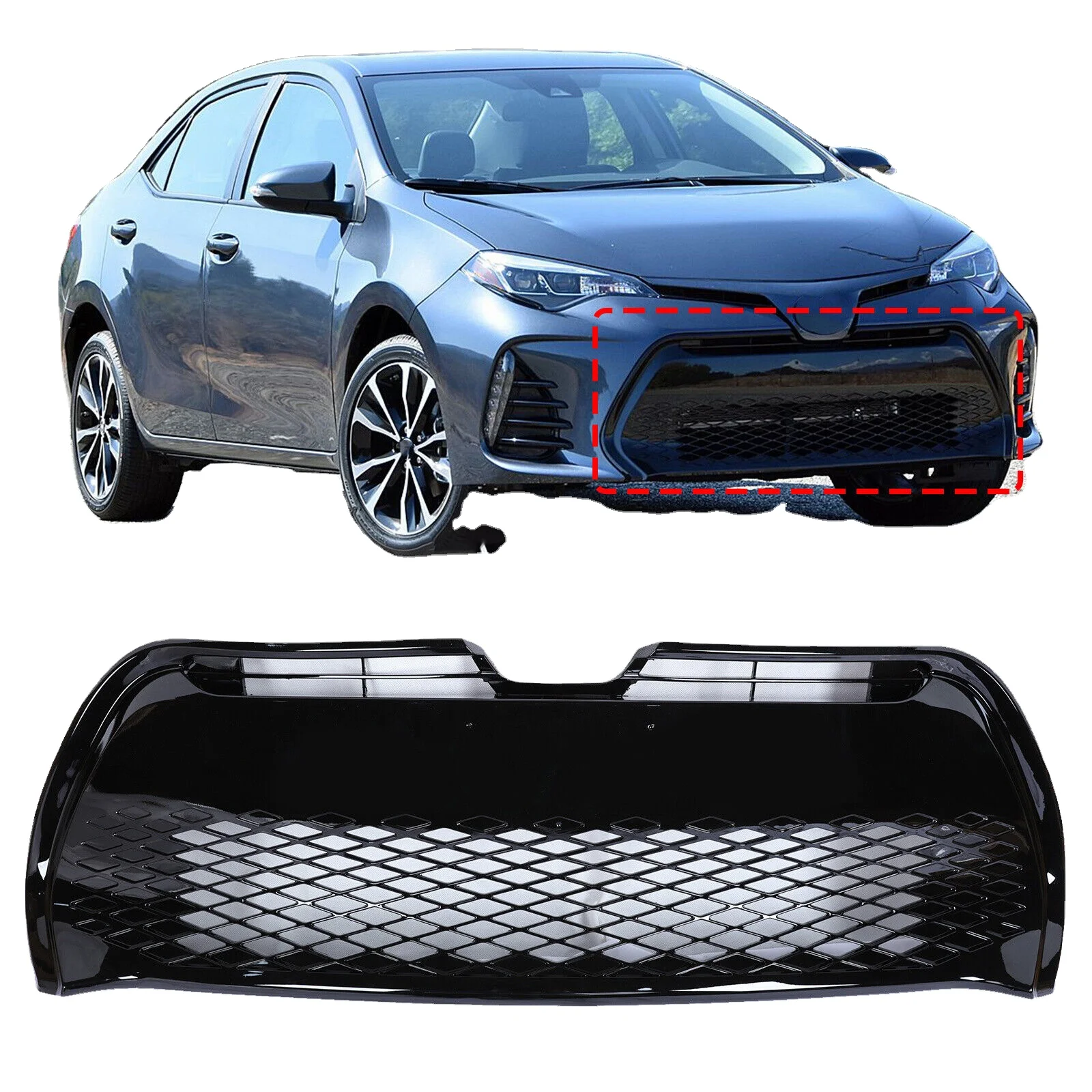 قطع غيار سيارات Saivis شبكة سوداء مصدات السيارة الأمامية شبكة سفلية لـ 2017 2018 2019 Toyota Corolla SE XSE