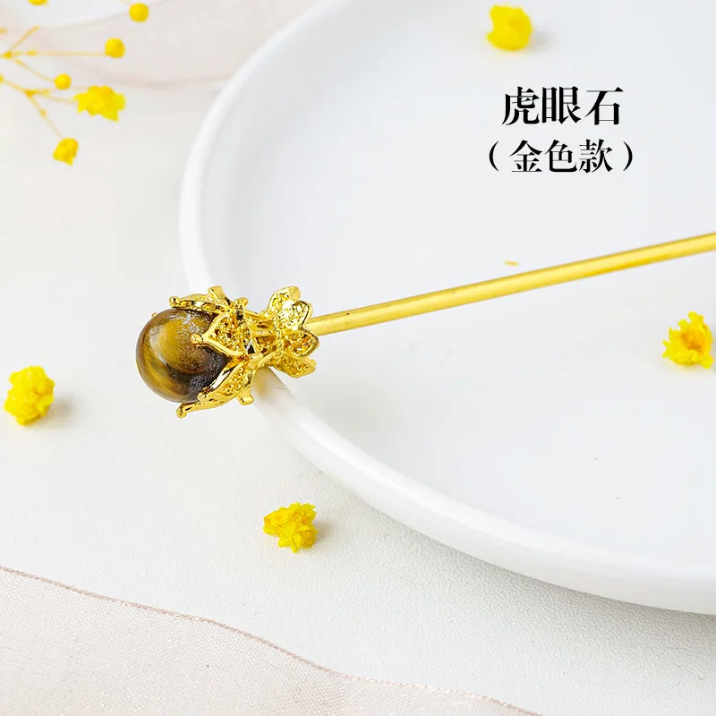 Женская заколка для волос с натуральным камнем