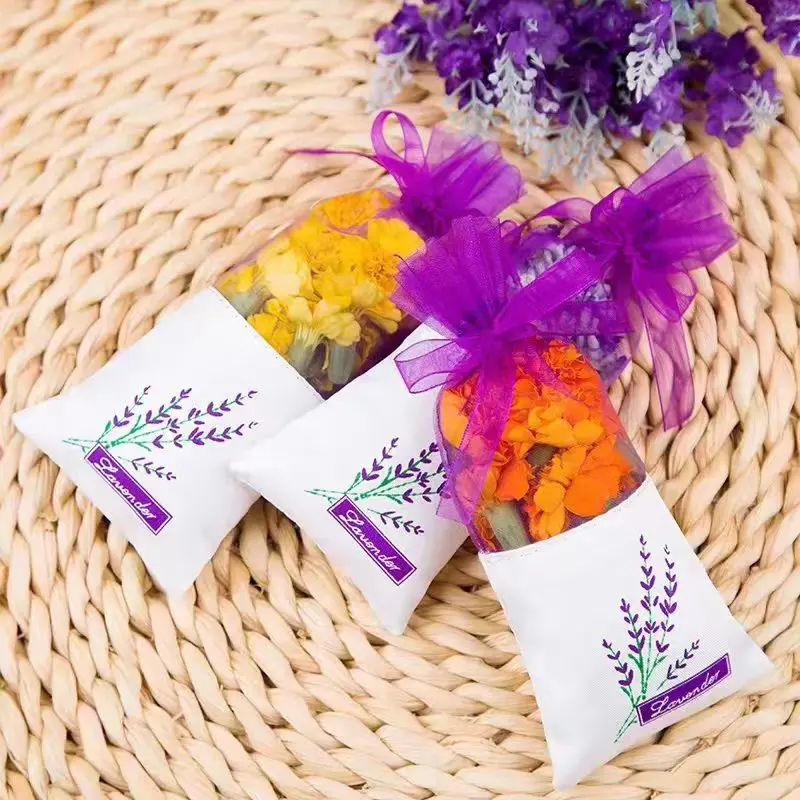 7*16 см фиолетовый Лавандовый Саше из органзы пакет для упаковки рта Ароматерапия Подарочный мешочек с лентой