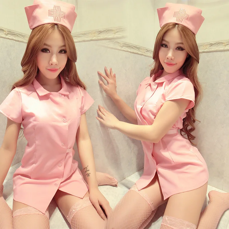 dress sexy nurse pink Sexy Lace Cutout Revealing Nurse Costume Dress, Revealing Party Dress Pink Spring