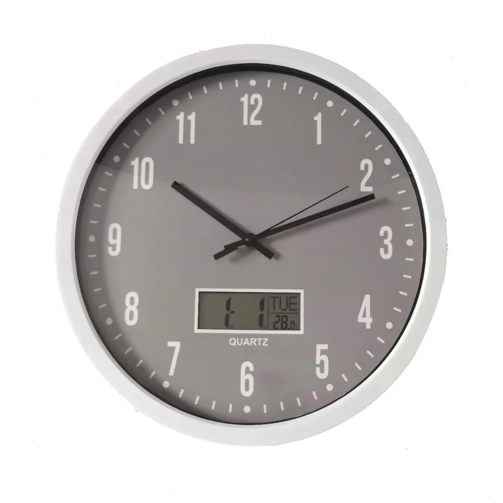 14 Inch Day Date Time Plastic Temperature Display Wall Clock Buy Oriental Wall Clock