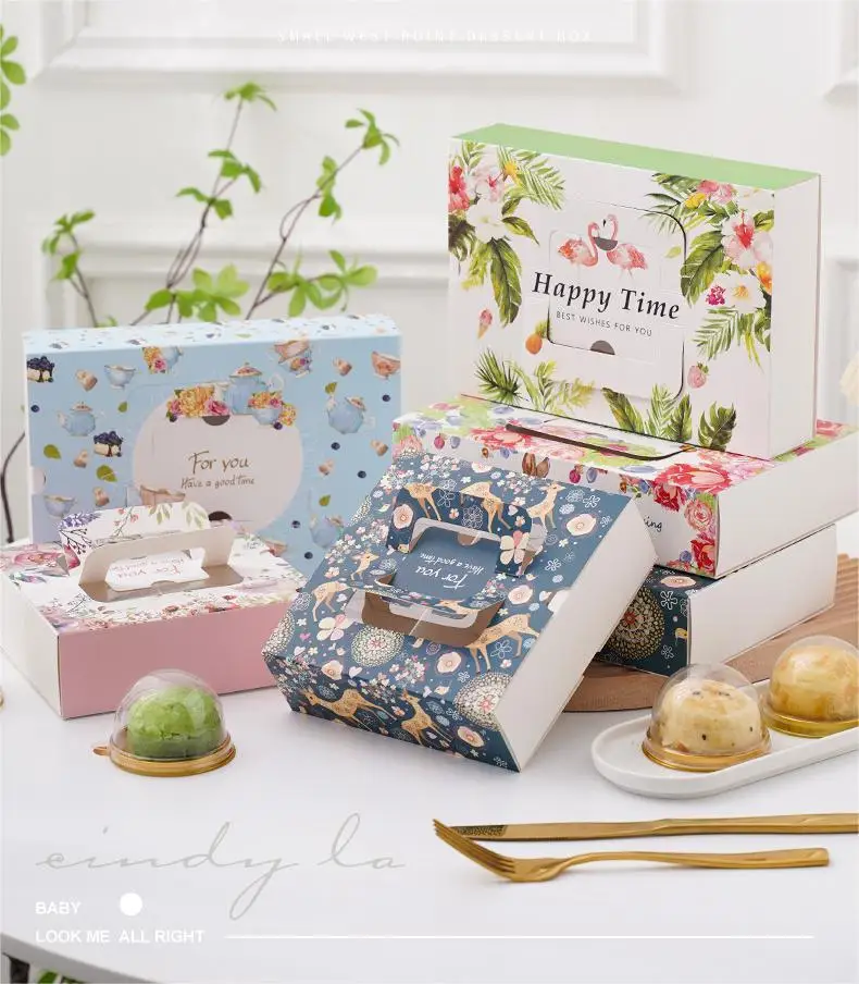 Luxury Food Box For Egg Yolk Pastry 6 Compartment Cake Deer Gift Box