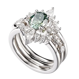 Fine Wedding Jewelry 925 Sterling Silver Moissanite Custom Green Elegant Classic Engagement Women  Rings for Girls Joias De Luxo