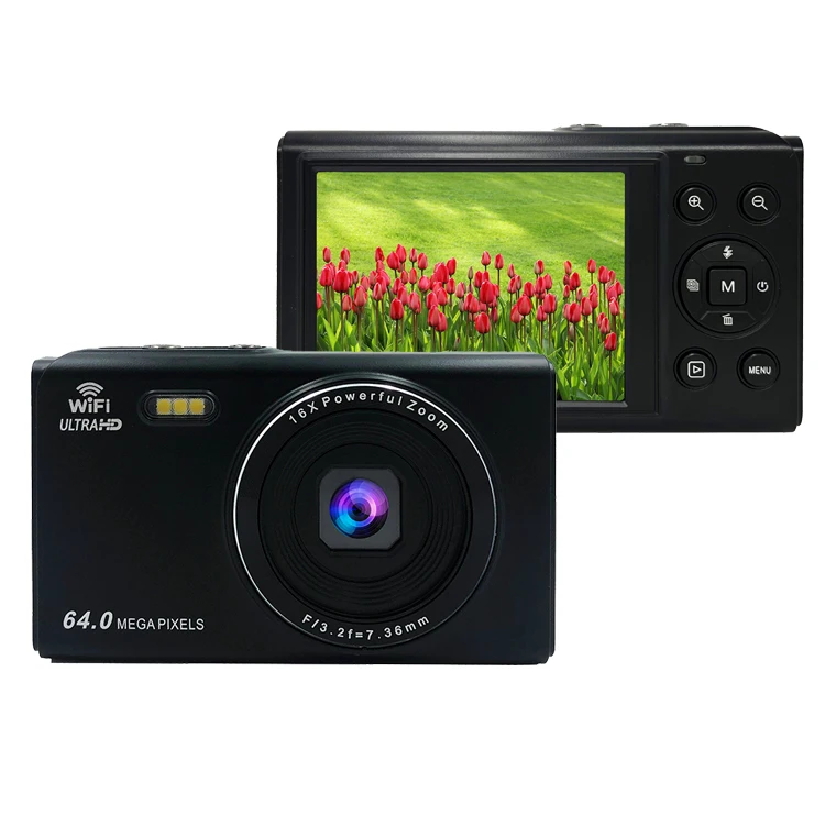 Compact FHD Kids Digital Cameras 16X Digital Zoom 4K 64MP