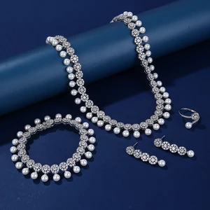 Classic Jewelry Set with Zircon and Rhodium Plating Copper Alloy Base Women's Wedding & Party Rings