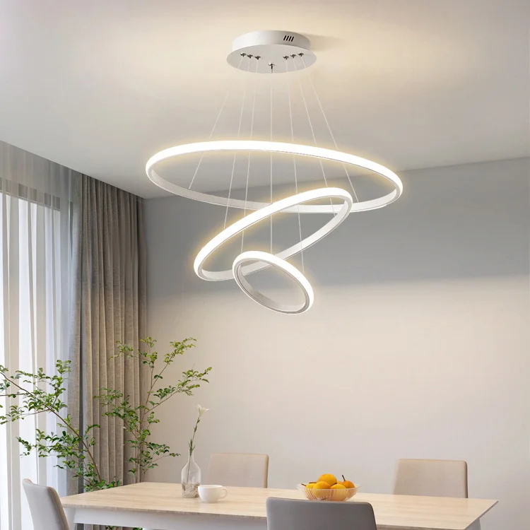 Lustre suspendu moderne et réglable pour intérieur, destiné à la chambre à coucher, en aluminium à LED avec fonction dimmable et design linéaire allongé, adapté aux hôtels et aux halls