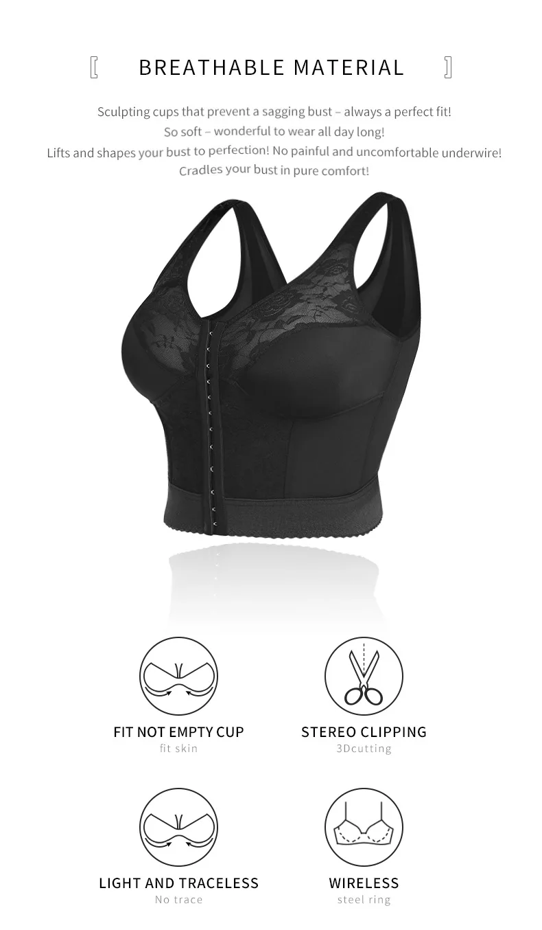 Zoyiame Full Coverage Bra Plus Size Tummy Control Shapewear Faja Bra