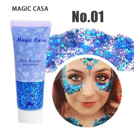 Body Glitter Gel Face Lip Sequin Eye Shadow Stage Festival Makeup Hair  Glitter Powder Decoration Party Fish Scales Highlighter