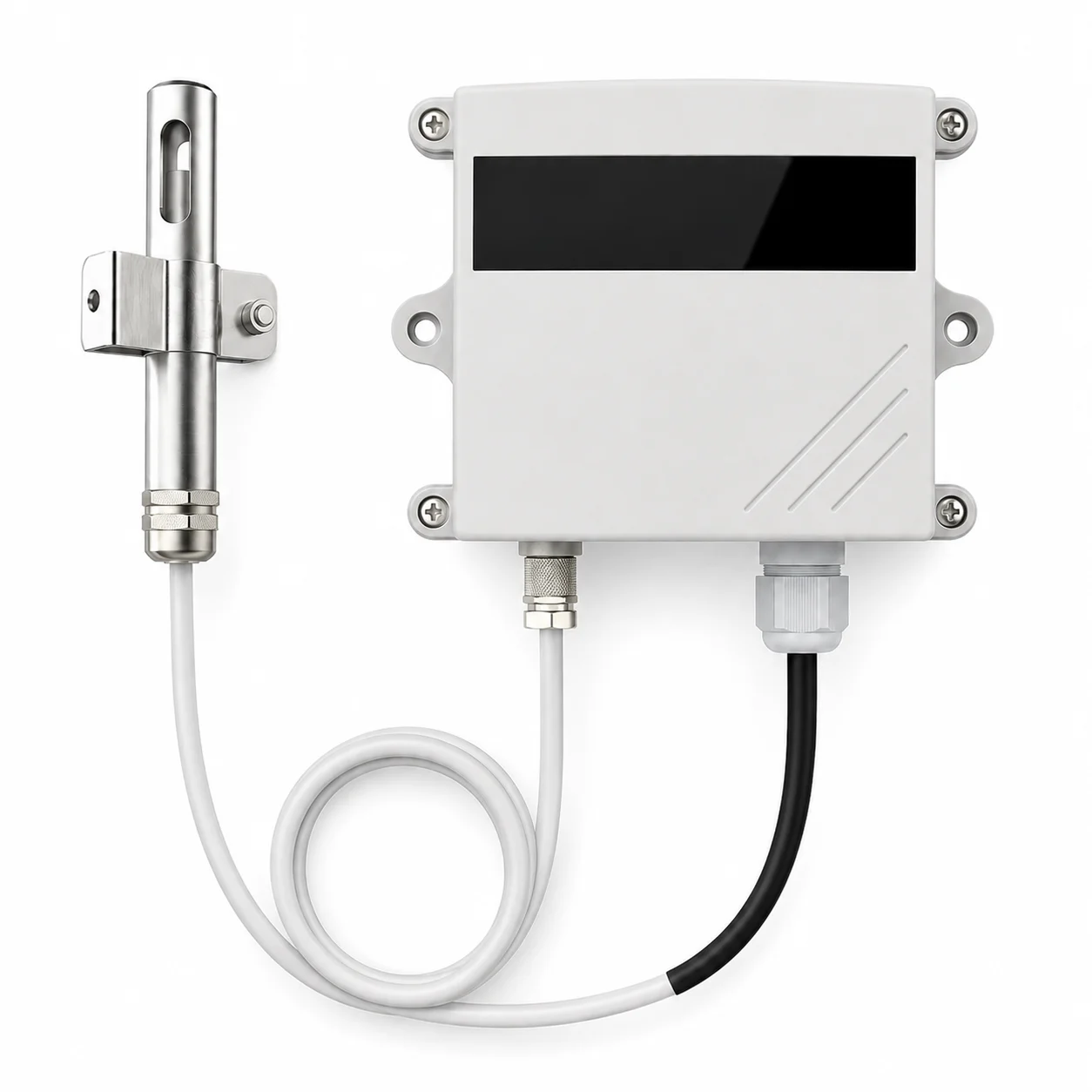 TH800 IP64 Waterproof Air Duct Temperature Humidity Sensor Transmitter with LCD Display 24VDC for HVAC Environment Monitoring