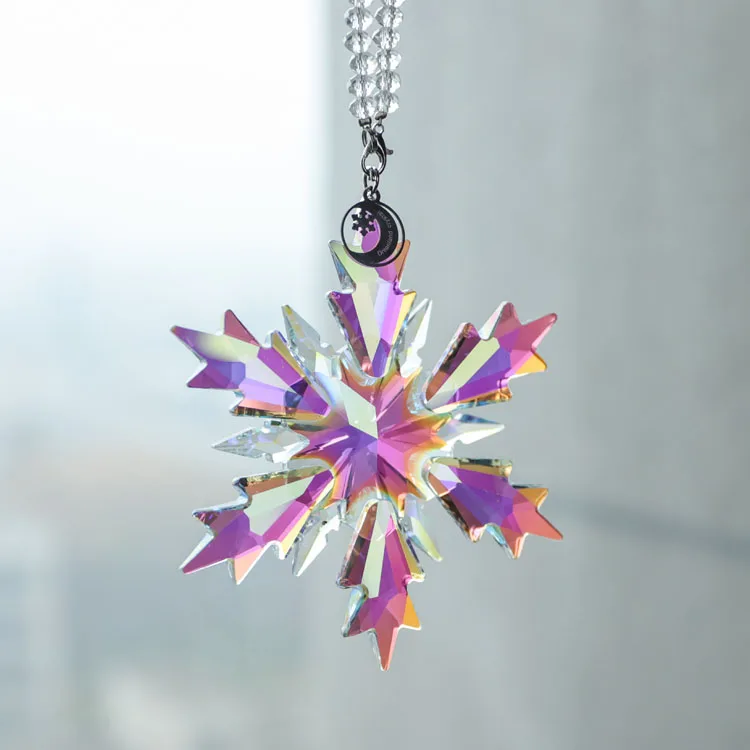 product wholesale fashion gifts hanging clear christmas glass snowflake ornament crystal glass pendant-36